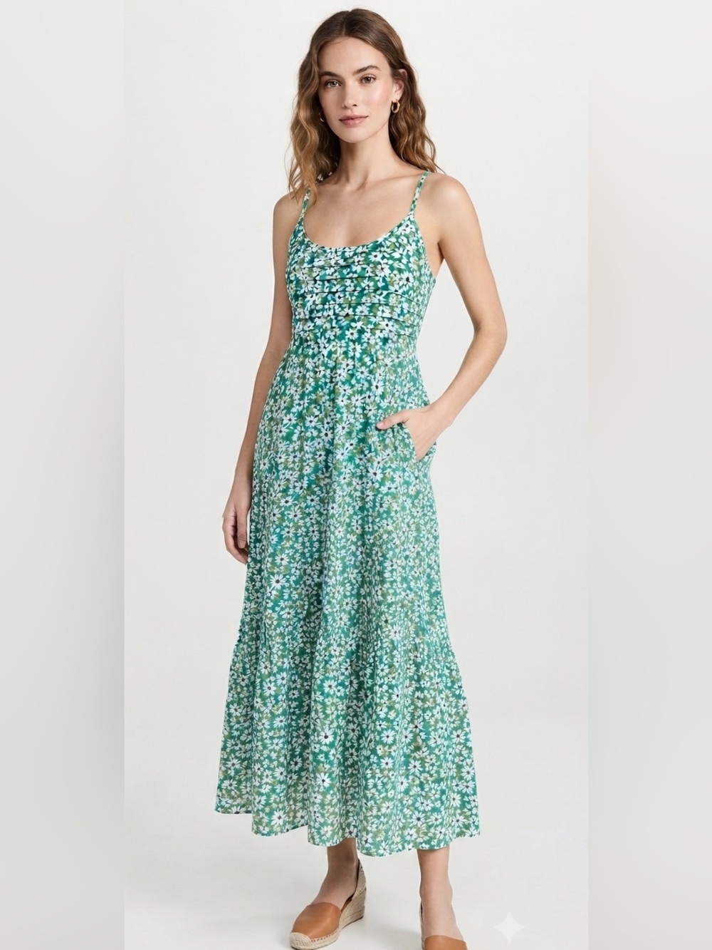 LIKE NEW Carly Jean Los Angeles Green Floral Maxi Dress
